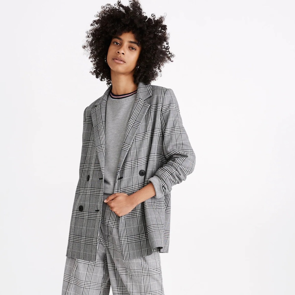Madewell Caldwell Double-Breasted Blazer in Plaid